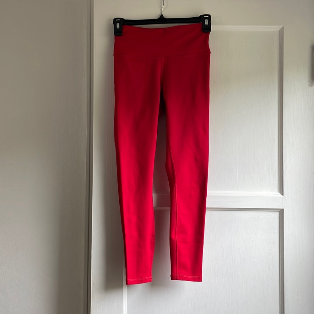 Red Powerhold fabletics high waisted leggings